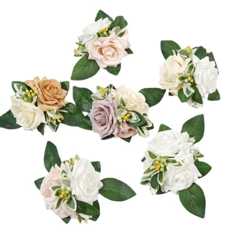 Naujos dirbtinės gėlės Boutonniere riešo korsažo sagos vestuvinės nuotakos kostiumo liudytojų priedai