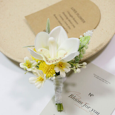 Silk Rose Boutonniere for Man Pins Dirbtinis korsažas vestuvių vakarėliui Apyrankė Bridesmaid Buttonhole Marriage akcesoria ślubne