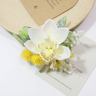 Silk Rose Boutonniere for Man Pins Dirbtinis korsažas vestuvių vakarėliui Apyrankė Bridesmaid Buttonhole Marriage akcesoria ślubne