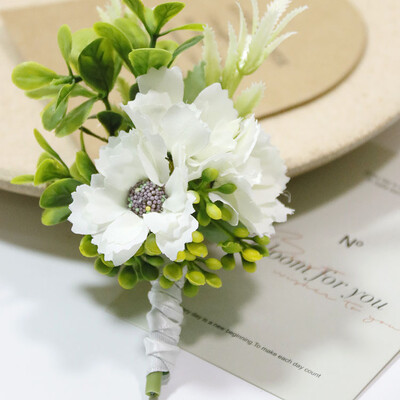 Silk Rose Boutonniere for Man Pins Dirbtinis korsažas vestuvių vakarėliui Apyrankė Bridesmaid Buttonhole Marriage akcesoria ślubne