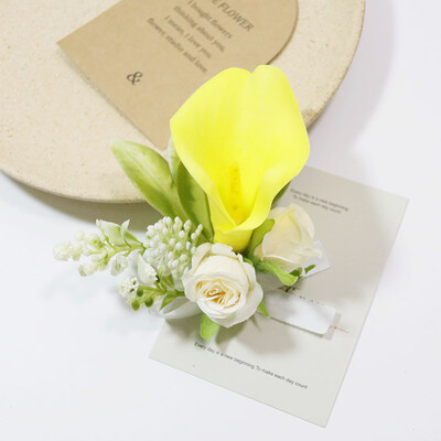 Silk Rose Boutonniere for Man Pins Dirbtinis korsažas vestuvių vakarėliui Apyrankė Bridesmaid Buttonhole Marriage akcesoria ślubne