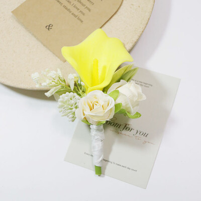 Silk Rose Boutonniere for Man Pins Dirbtinis korsažas vestuvių vakarėliui Apyrankė Bridesmaid Buttonhole Marriage akcesoria ślubne