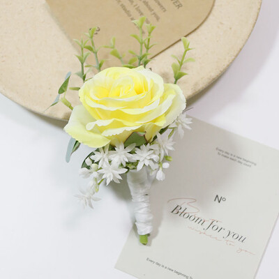 Silk Rose Boutonniere for Man Pins Dirbtinis korsažas vestuvių vakarėliui Apyrankė Bridesmaid Buttonhole Marriage akcesoria ślubne