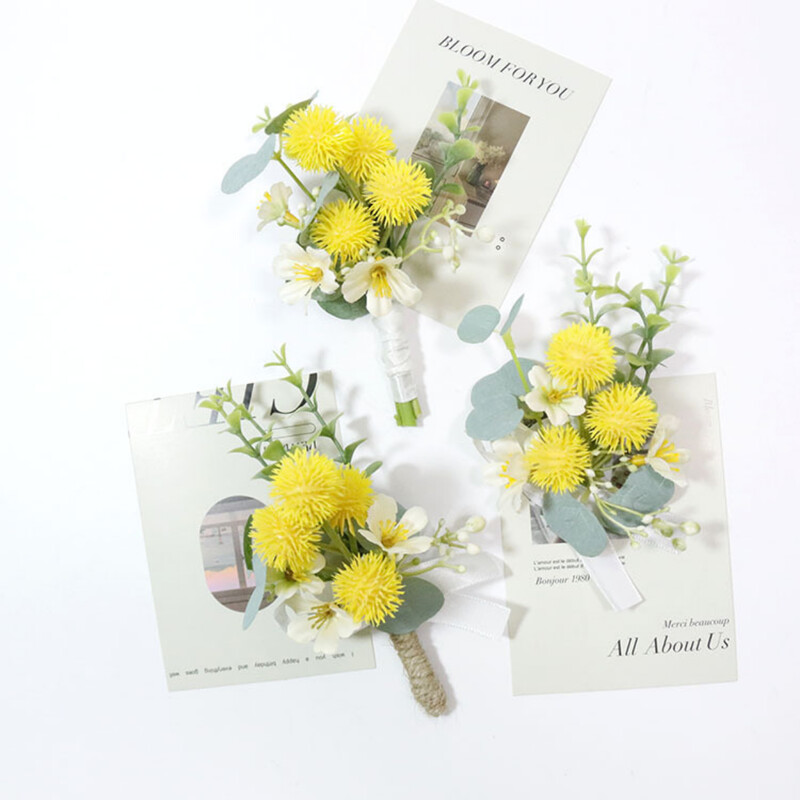 Silk Rose Boutonniere for Man Pins Dirbtinis korsažas vestuvių vakarėliui Apyrankė Bridesmaid Buttonhole Marriage akcesoria ślubne