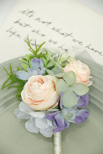 Romantiškos Dirbtinės Vestuvių Dienos Gėlės Boutonniere mariage pour invité Vestuvių sagų skylutės Jaunikių aksesuarai