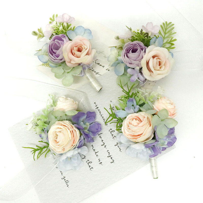 Romantiškos Dirbtinės Vestuvių Dienos Gėlės Boutonniere mariage pour invité Vestuvių sagų skylutės Jaunikių aksesuarai