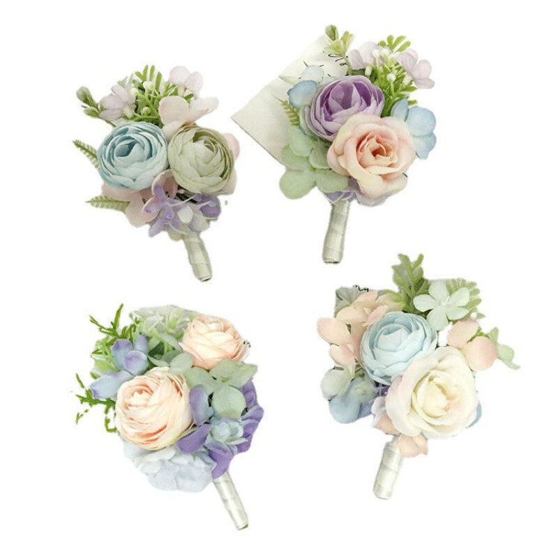 Romantiškos Dirbtinės Vestuvių Dienos Gėlės Boutonniere mariage pour invité Vestuvių sagų skylutės Jaunikių aksesuarai