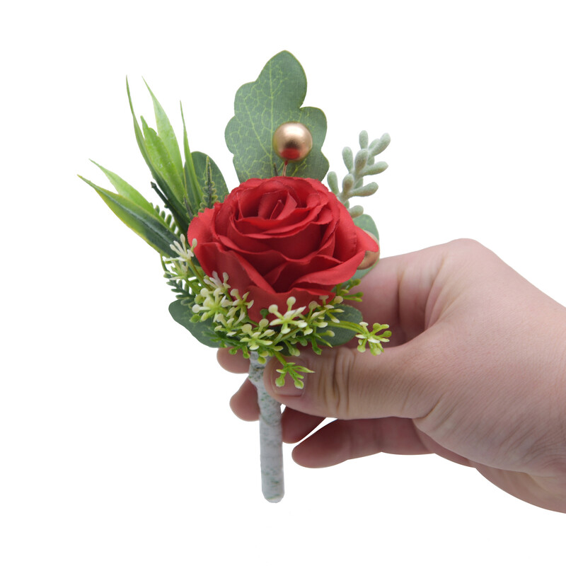2 vnt. Šilko rožės Korsažo gėlės Vyriškos vestuvės Boutonniere Vestuvių dekoras Mariage Moteriška korsažo sagė Geriausias vyriškas kostiumas sagos