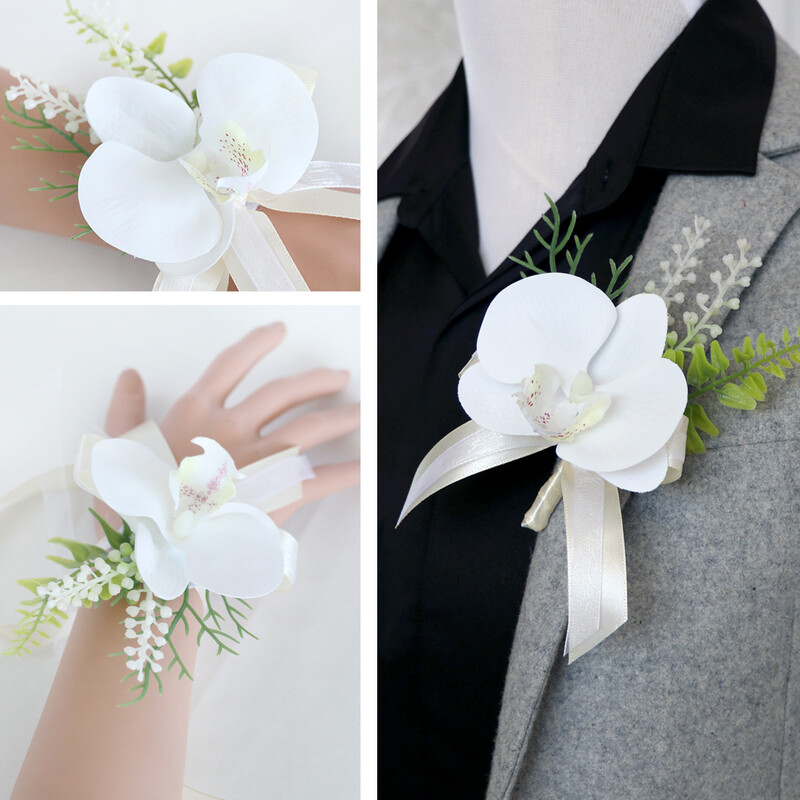 Boutonniere ir riešo korsažas Vestuvių jaunikis Krūtinė Nuotaka Atvartas Vestuvinė Banketinė Suknelė Krūtinė Smeigtukas Nuotakos Imitacija Gėlė