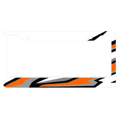 valstybinio numerio rėmelis su šaunia spalvų schema, skirta Pasaulio ralio formulės lenktynėms. Asmeninį valstybinio numerio dangtelį galima pridėti su tekstu 1