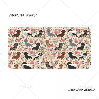 Personalized Sausage Dog πινακίδα Dachshund Διακοσμητικό Αυτοκίνητο Μπροστινή πινακίδα Αλουμινίου Μεταλλική πινακίδα Vanity Tag 6 x 12 ιντσών