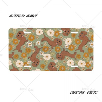 Personalized Sausage Dog πινακίδα Dachshund Διακοσμητικό Αυτοκίνητο Μπροστινή πινακίδα Αλουμινίου Μεταλλική πινακίδα Vanity Tag 6 x 12 ιντσών