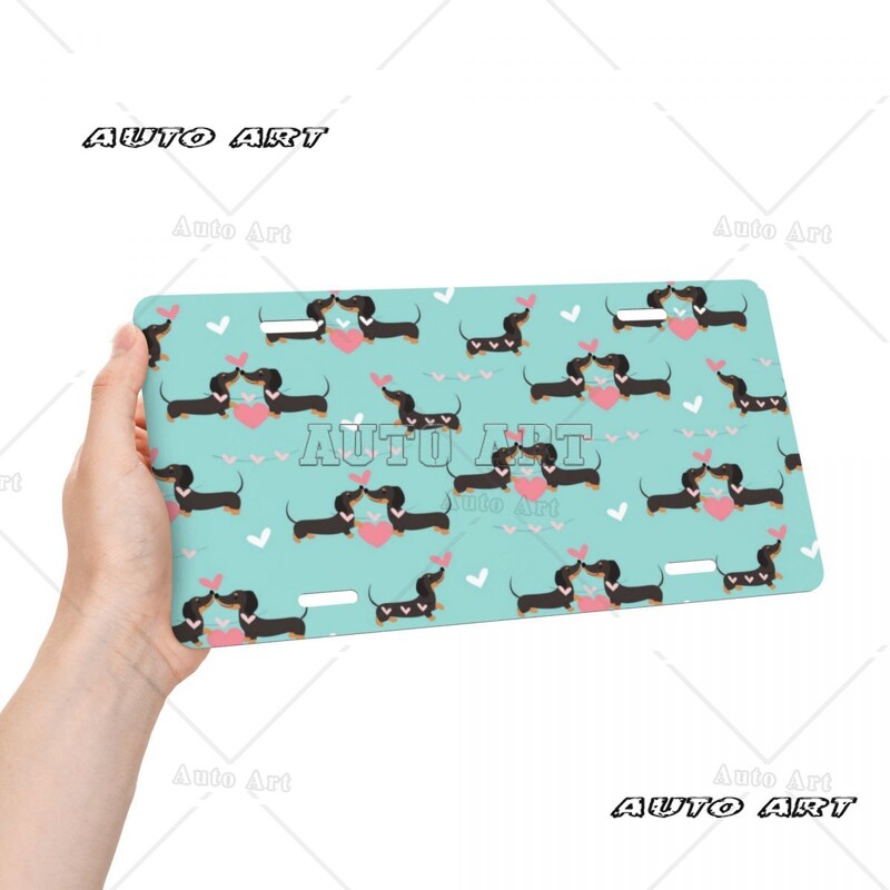 Personalized Sausage Dog πινακίδα Dachshund Διακοσμητικό Αυτοκίνητο Μπροστινή πινακίδα Αλουμινίου Μεταλλική πινακίδα Vanity Tag 6 x 12 ιντσών