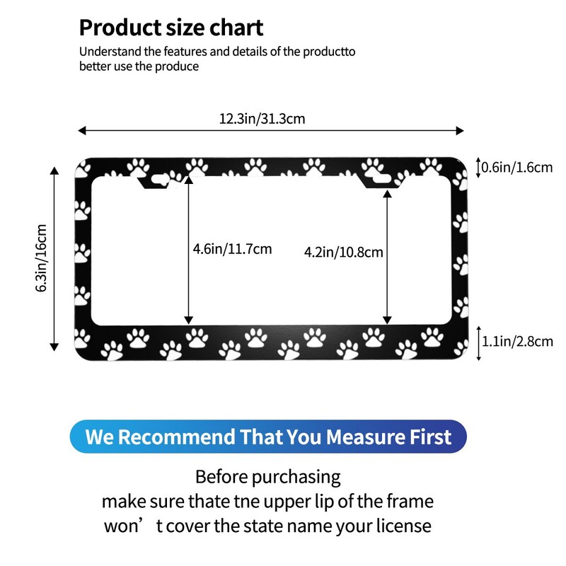 Πλαίσια πινακίδων κυκλοφορίας ποδιών Dog Customized Animal 2 Packs Διακοσμητική βάση πινακίδας αυτοκινήτου 6,3x12,3 ίντσες