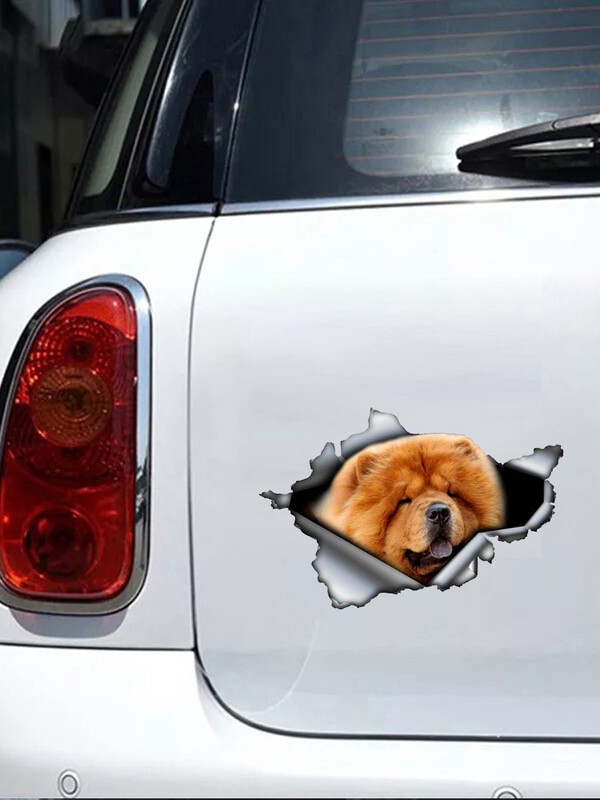 Mielas 3D raudonas čiau čiau automobilio lipdukas suplyšęs metalinis lipdukas Automobilio kėbulo buferis Vinilo naminių gyvūnėlių raštų lipdukai Kūrybiškas automobilio papuošimas