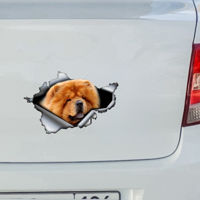 Mielas 3D raudonas čiau čiau automobilio lipdukas suplyšęs metalinis lipdukas Automobilio kėbulo buferis Vinilo naminių gyvūnėlių raštų lipdukai Kūrybiškas automobilio papuošimas