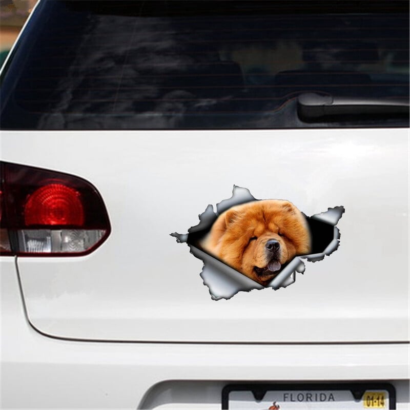 Mielas 3D raudonas čiau čiau automobilio lipdukas suplyšęs metalinis lipdukas Automobilio kėbulo buferis Vinilo naminių gyvūnėlių raštų lipdukai Kūrybiškas automobilio papuošimas