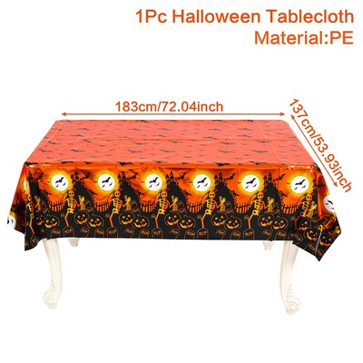 Διακόσμηση Happy Halloween Τραπεζομάντιλο μιας χρήσης Κολοκύθα αράχνη νυχτερίδα Πλαστικό κάλυμμα τραπεζιού Φεστιβάλ Διακόσμηση τραπεζιού σπιτιού