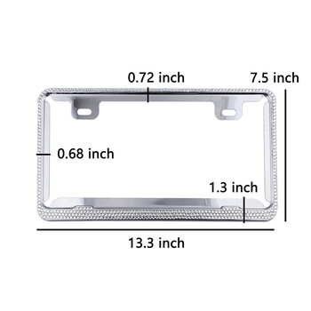 2PCS Американска стандартна диамантена рамка за регистрационен номер с рамка за регистрационен номер от алуминиева сплав Държач за регистрационен номер Рамка за автомобилен номер