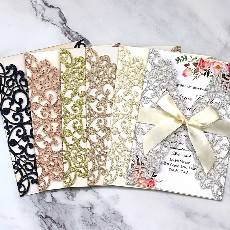 10 vnt. Lazeriu pjaustyti vestuvių kvietimai atvirukai Žymos Senovinės vestuvės Vestuvės Dovanos Sveikinimo atvirukas Renginio Vakarėlio Gimtadienio dekoro reikmenys