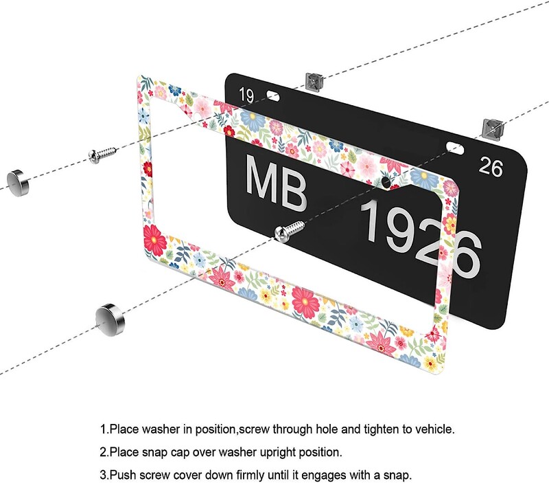 Okvir za registarske pločice Boho cvijeće Cvjetni okviri za registarske pločice Ukrasni metalni personalizirani prednji okviri za oznake automobila Aluminijska dozvola