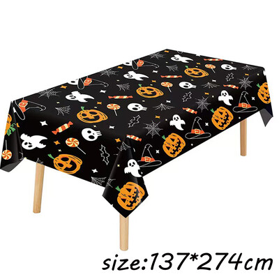Noć vještica Bundeva Paukova mreža Šišmiš Stolnjaci Plastični pokrivač s lubanjom Pokrivač za stol Festivalska zabava Kućni zastrašujući pribor za ukrašavanje stola