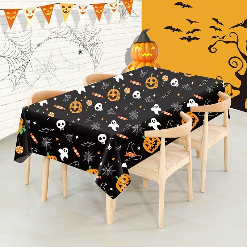 Noć vještica Bundeva Paukova mreža Šišmiš Stolnjaci Plastični pokrivač s lubanjom Pokrivač za stol Festivalska zabava Kućni zastrašujući pribor za ukrašavanje stola