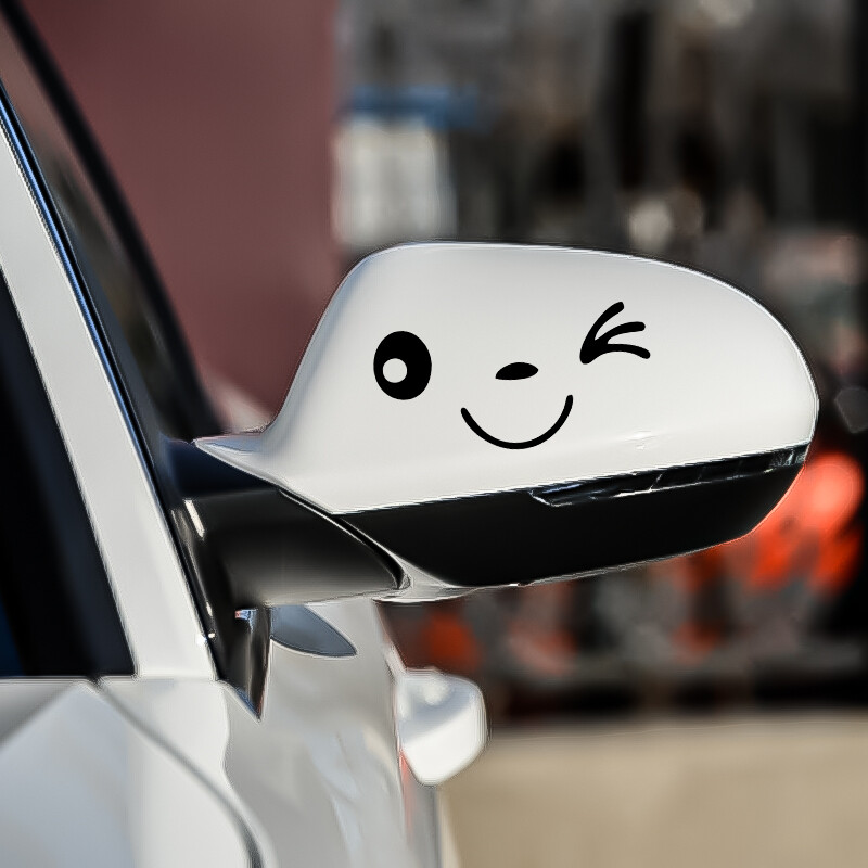2kom Reflektirajuća naljepnica sa slatkim osmjehom za automobil Naljepnica za retrovizor Dizajn automobila Crtić Naljepnica s nasmiješenim očima i licem Naljepnica za sve automobile