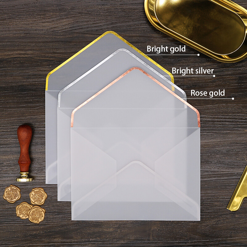 10 kom/lot Prilagođena sumporna prozirna omotnica Papir za vruće žigosanje kiseli papir Omotnica za pozivnice za vjenčanje