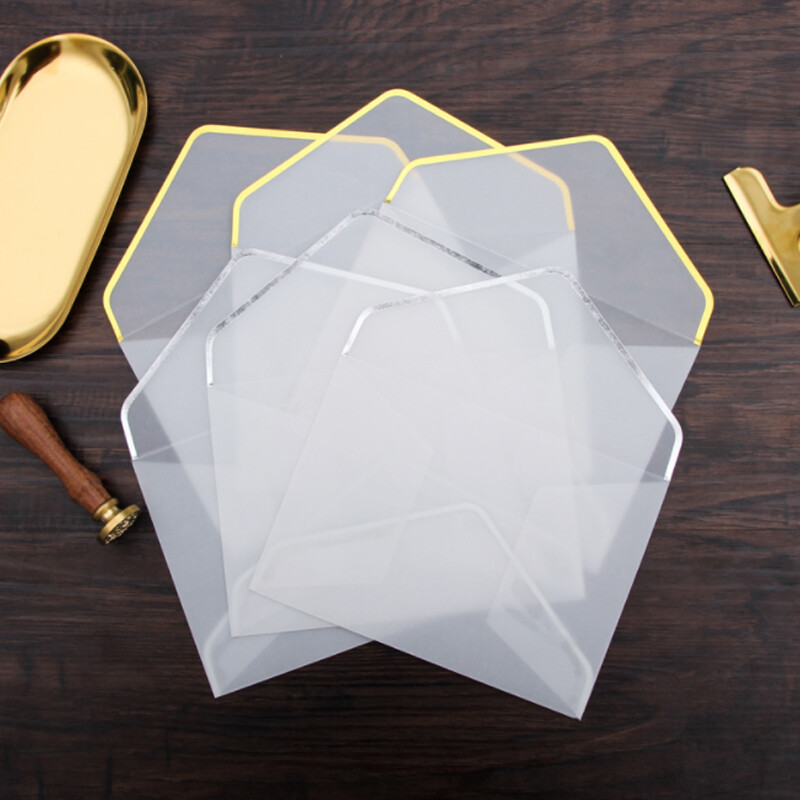 10 kom/lot Prilagođena sumporna prozirna omotnica Papir za vruće žigosanje kiseli papir Omotnica za pozivnice za vjenčanje