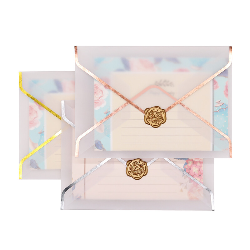 10 kom/lot Prilagođena sumporna prozirna omotnica Papir za vruće žigosanje kiseli papir Omotnica za pozivnice za vjenčanje