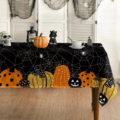 Halloween Spider Web Pumpkin Αδιάβροχο τραπεζομάντιλο εορταστικό ντεκόρ Επαναχρησιμοποιήσιμο τραπεζομάντιλο κουζίνας Διακοσμήσεις αποκριών