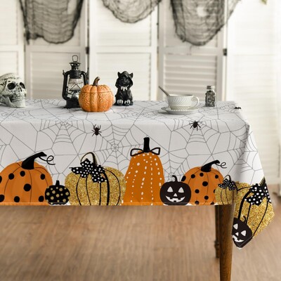 Halloween Spider Web Pumpkin Αδιάβροχο τραπεζομάντιλο εορταστικό ντεκόρ Επαναχρησιμοποιήσιμο τραπεζομάντιλο κουζίνας Διακοσμήσεις αποκριών