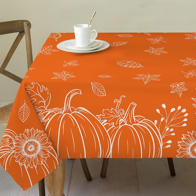 Jesen, narančaste bundeve, pravokutni stolnjak, dekoracija za zabavu, jesenska žetva, vodootporni kuhinjski stolnjak, ukrasi za Dan zahvalnosti