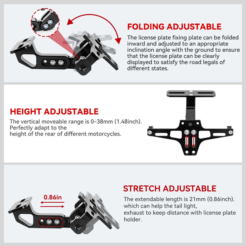 Για 250 Duke 125 200 390 790 990 1190 Μοτοσικλέτα Ρυθμιζόμενη πίσω ουρά Τακτοποιημένη βάση στήριξης πινακίδας Αξεσουάρ φωτισμού LED