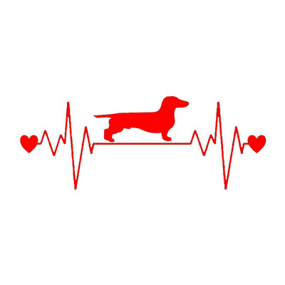 Αυτοκόλλητα αυτοκόλλητα αυτοκινήτου Dachshund Heartbeat Αυτοκόλλητα αντανακλαστικού βινυλίου αυτοκόλλητα φορτηγού Διακοσμητικά για φορητό υπολογιστή μοτοσυκλέτας αυτοκινήτου κομμένα αυτοκόλλητα