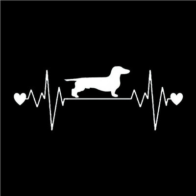 Αυτοκόλλητα αυτοκόλλητα αυτοκινήτου Dachshund Heartbeat Αυτοκόλλητα αντανακλαστικού βινυλίου αυτοκόλλητα φορτηγού Διακοσμητικά για φορητό υπολογιστή μοτοσυκλέτας αυτοκινήτου κομμένα αυτοκόλλητα