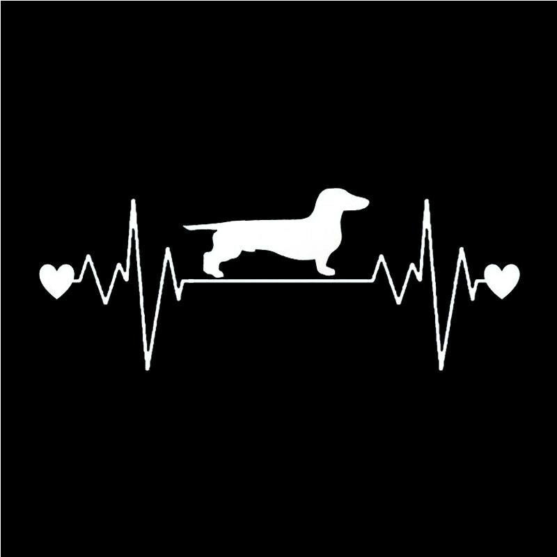 Αυτοκόλλητα αυτοκόλλητα αυτοκινήτου Dachshund Heartbeat Αυτοκόλλητα αντανακλαστικού βινυλίου αυτοκόλλητα φορτηγού Διακοσμητικά για φορητό υπολογιστή μοτοσυκλέτας αυτοκινήτου κομμένα αυτοκόλλητα