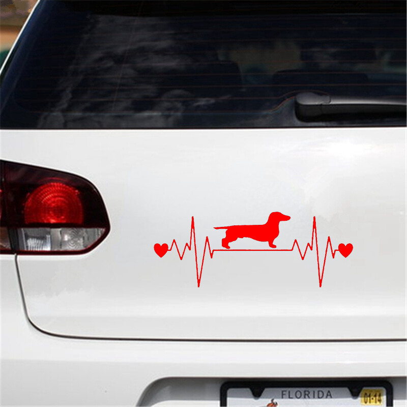 Αυτοκόλλητα αυτοκόλλητα αυτοκινήτου Dachshund Heartbeat Αυτοκόλλητα αντανακλαστικού βινυλίου αυτοκόλλητα φορτηγού Διακοσμητικά για φορητό υπολογιστή μοτοσυκλέτας αυτοκινήτου κομμένα αυτοκόλλητα