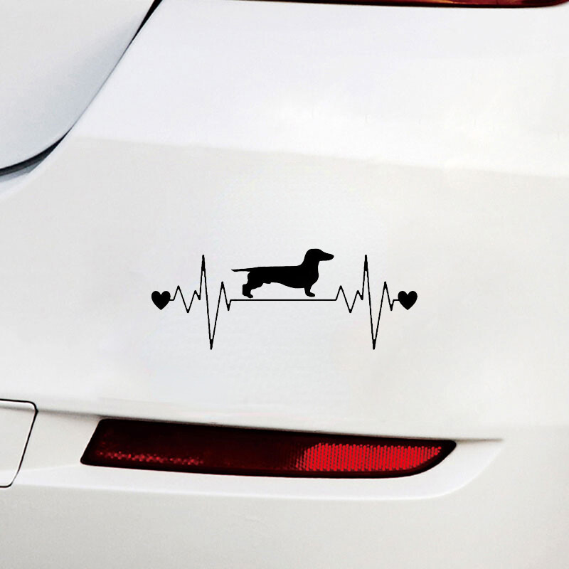 Αυτοκόλλητα αυτοκόλλητα αυτοκινήτου Dachshund Heartbeat Αυτοκόλλητα αντανακλαστικού βινυλίου αυτοκόλλητα φορτηγού Διακοσμητικά για φορητό υπολογιστή μοτοσυκλέτας αυτοκινήτου κομμένα αυτοκόλλητα