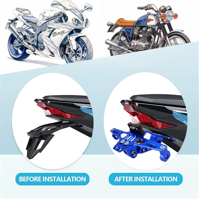 Skirta Zontes G1 125 ZT125 G1 ZT125U ZT 125 U ZT 310X ZT310R motociklui reguliuojama galinė uodega tvarkinga valstybinio numerio laikiklio laikiklio laikiklis LED