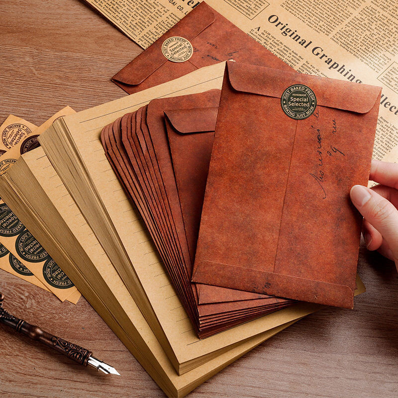 10 kom Retro omotnica od kraft papira Vintage blokovi za pisma DIY Pozivnice za vjenčanja Uredski materijal za korice od papira za pisma