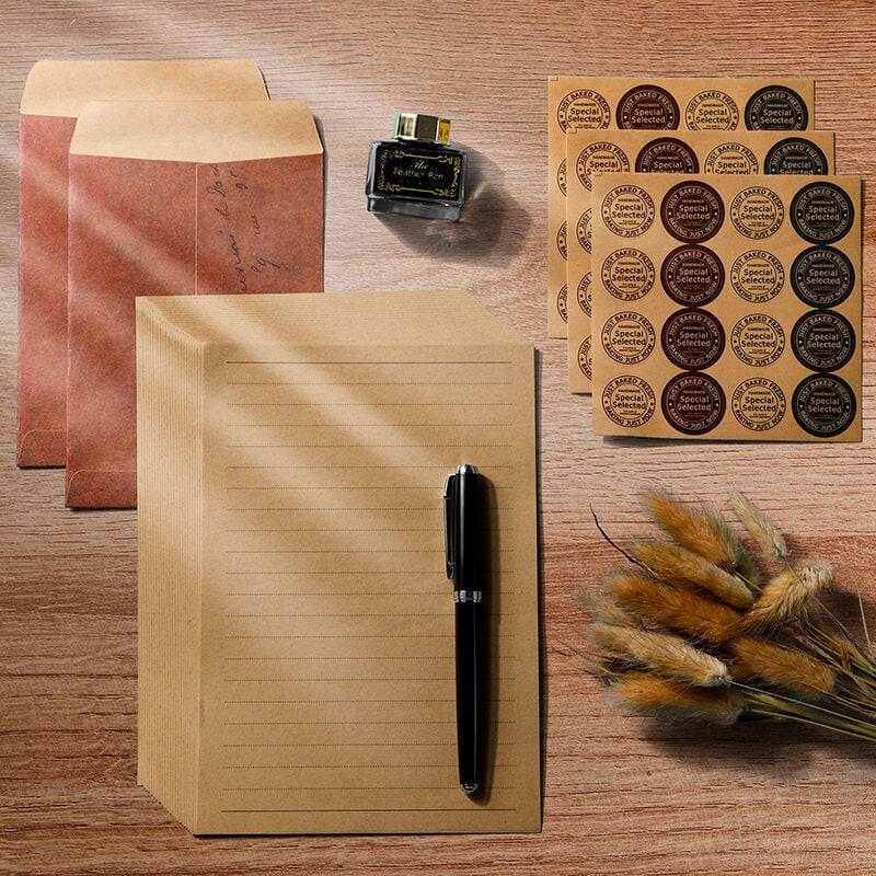 10 kom Retro omotnica od kraft papira Vintage blokovi za pisma DIY Pozivnice za vjenčanja Uredski materijal za korice od papira za pisma
