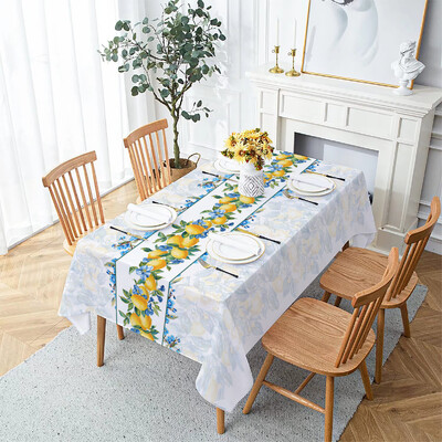 Citrom akvarell vízálló téglalap alakú poliészter terítő lakberendezési konyha nappali esküvői parti