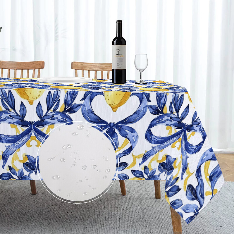 Citrom akvarell vízálló téglalap alakú poliészter terítő lakberendezési konyha nappali esküvői parti