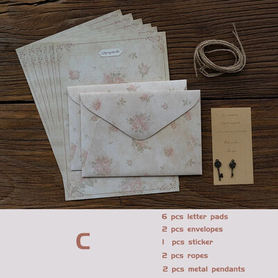 13 kom/set Vintage cvjetne omotnice Papirnate vrećice za pisanje Naljepnice za brtvljenje Kawaii vjenčanja Događaji Pozivnice Naslovnica Ured