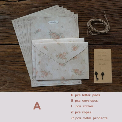 13 kom/set Vintage cvjetne omotnice Papirnate vrećice za pisanje Naljepnice za brtvljenje Kawaii vjenčanja Događaji Pozivnice Naslovnica Ured