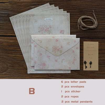 13 kom/set Vintage cvjetne omotnice Papirnate vrećice za pisanje Naljepnice za brtvljenje Kawaii vjenčanja Događaji Pozivnice Naslovnica Ured