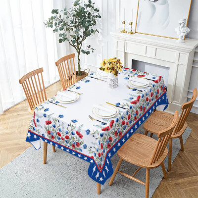 Függetlenség napja Virág háztartási lerakódásgátló terítő négyszögletes dohányzóasztal Vízálló és olajálló szövet Mantel Mesa