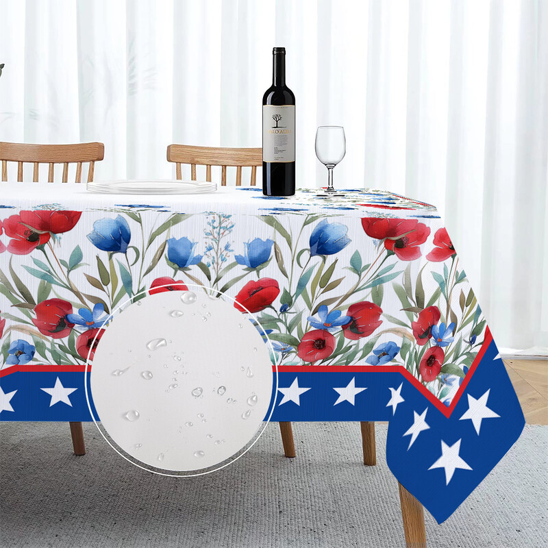 Függetlenség napja Virág háztartási lerakódásgátló terítő négyszögletes dohányzóasztal Vízálló és olajálló szövet Mantel Mesa